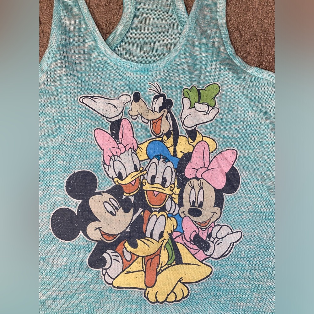 Vintage Disney Classic Mickey Friends Aqua Racerback Tank Top Size Medium Yoga